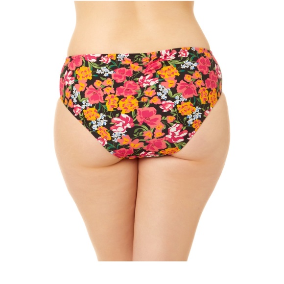 Nwt Women's swimsuit time and tru 1X Top Plunge Rich Black bottom’s XL floral - Picture 11 of 16